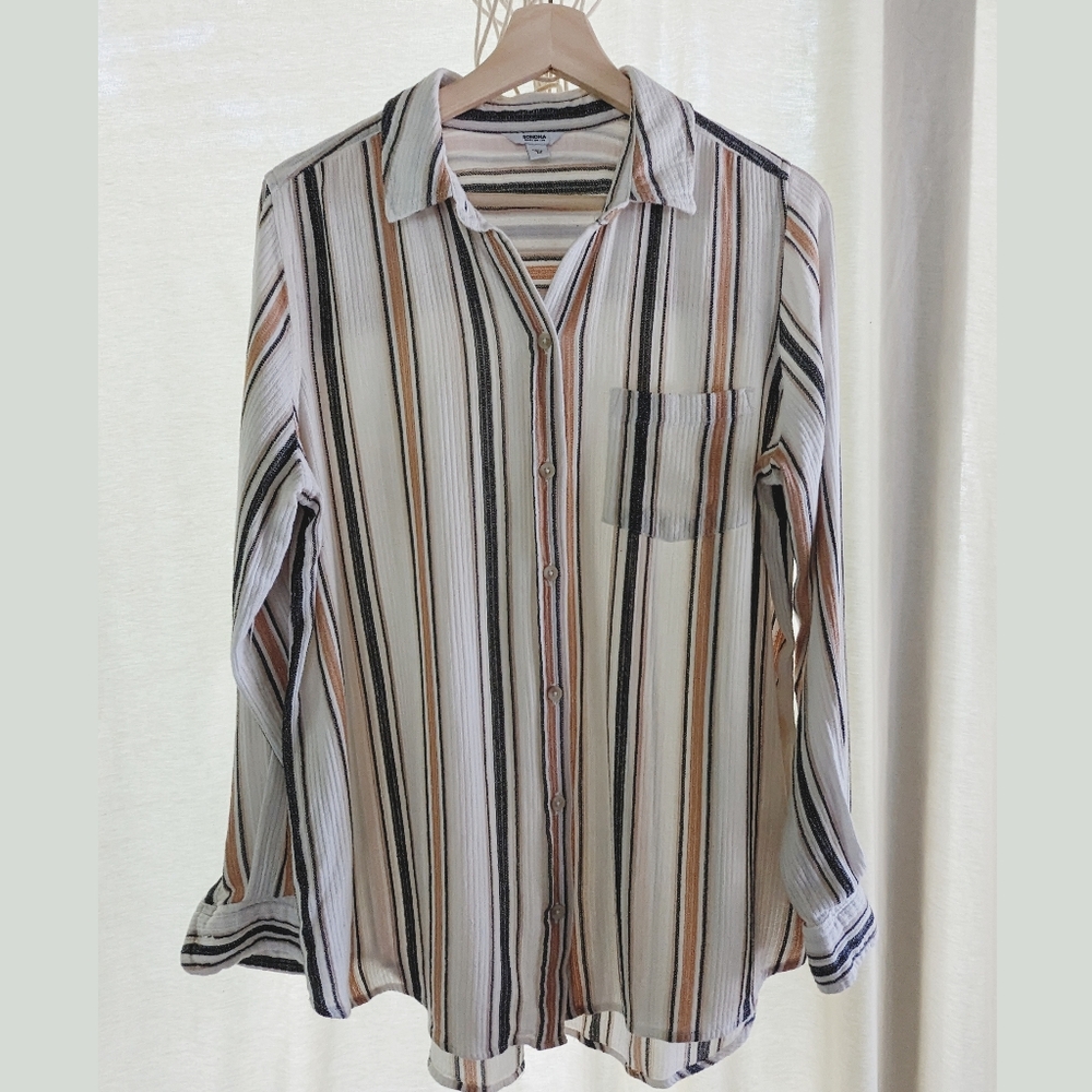 Oversized Striped Summer Button Up Shirt